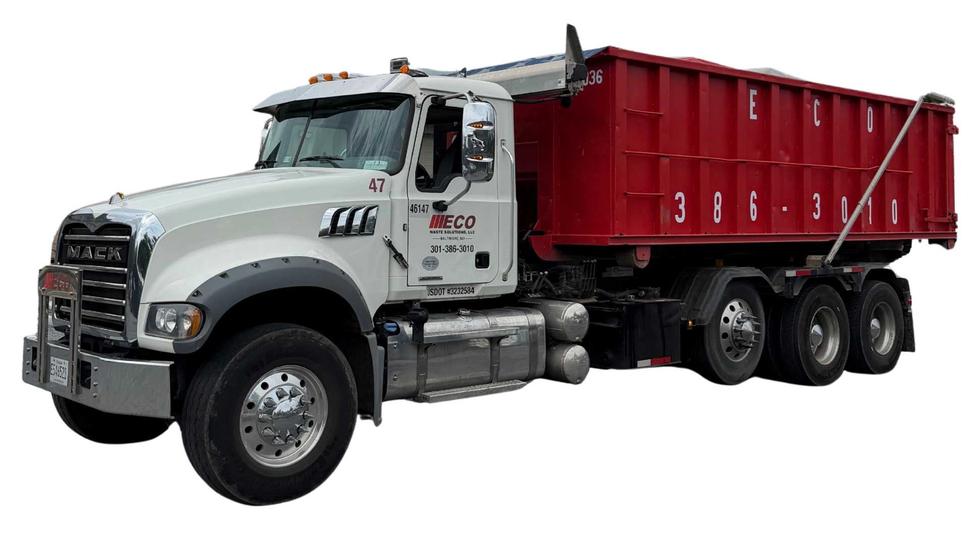 Eco-Waste roll-off dumpster truck